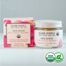 Milk Thistle Rosemary Face Scrub for Sensitive/Mature Skin - Organic, Vegan & Cruelty-free