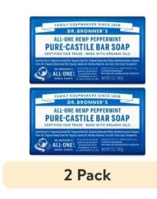 (2 pack) Dr. Bronner's Magic Soap - Castile Bar - Peppermint - 5 oz - Versatile - Adults, Teens, Children 3 and Above