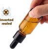 1/2 Oz Glass Dropper Bottle, 15mL Tincture Bottles with Dropper, Labels- Leak Proof Travel Eye Dropper Bottle Amber for Extracts & Essential Oil