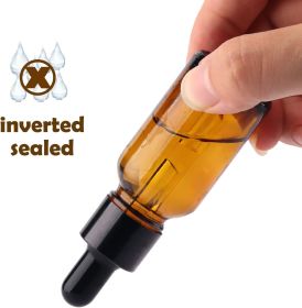 1/2 Oz Glass Dropper Bottle, 15mL Tincture Bottles with Dropper, Labels- Leak Proof Travel Eye Dropper Bottle Amber for Extracts & Essential Oil