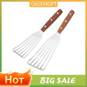 Fish Spatula Turner 2 Pack, Stainless Steel Spatulas with Wood Handle Non Scratch Flexible Spatula for Nonstick Cookware Cooking, Pancake, Egg, Fish