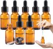 1/2 Oz Glass Dropper Bottle, 15mL Tincture Bottles with Dropper, Labels- Leak Proof Travel Eye Dropper Bottle Amber for Extracts & Essential Oil