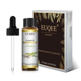 EUQEE 10ml Pure Natural Essential Oil Lavender Jasmine Eucalyptus Vanilla Sandalwood Sweet Orange Lemon Oregano Neroli Fragrance (Color: Citronella, Net Contents: 10ml)